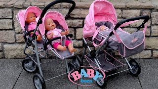 Baby Born Twin Jogger amp Duplex Pram Dolls Pram Stroller Baby Annabell Baby Dolls [upl. by Cade]