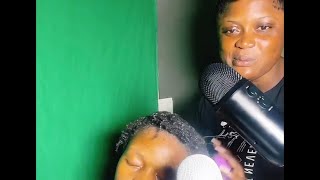 ASMR braids takedownhair straightening and hair shampoo on my cousin with gum cracking [upl. by Wadleigh]