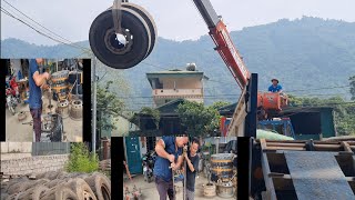 Xe cẩu4chân làm lốp không săm kiểu Pakistan 4legged crane for making tubeless tires Pakistan style [upl. by Darton]