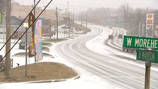 Ice snow accumulation causing deterioration of road conditions [upl. by Yesoj]