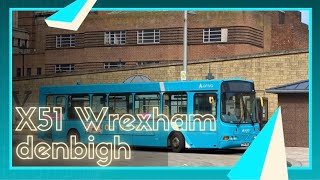 Full route X51 Wrexham to Denbigh Arriva wales [upl. by Annyl]