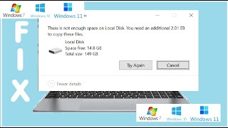 Fix 1 INTERRUPTED ACTION There is not enough space on Local Disk You need an additional Copy Files [upl. by Ahtekahs]