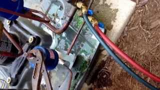 HVAC Service Replacing a Leaking Goodman Condenser Coil [upl. by Ttemme]