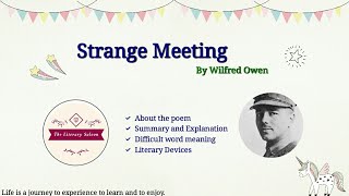 Strange Meeting by Wilfred Owen  Summary and Explanation in Hindi [upl. by Leiria]