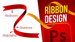 How to Design a Ribbon in Photoshop  Ribbon Design🎗️🎀 [upl. by Aikam]