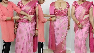 Easy saree pleats making tutorial  drape your saree in easy amp simple steps  saree draping style [upl. by Seuqramed]