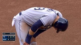 TBMIN Kiermaier shaken up stealing second base [upl. by Bicknell778]