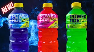 POWERADE SOUR  Watermelon Lime Blue Razz amp Green Apple Review [upl. by Arluene]