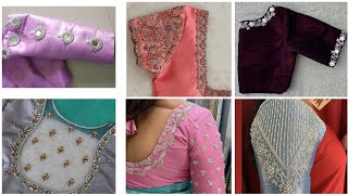 silver zari maggam work designs and aari embroidery work designs zardhosi work blouse designs [upl. by Pavier577]