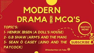 Modern drama in English Literature McQs  Solved Mcqs [upl. by Attolrac]