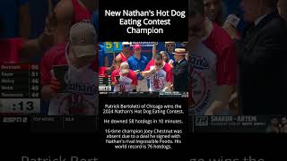 Patrick Bertoletti Wins the 2024 Nathans Hot Dog Eating Contest [upl. by Atiuqahc]