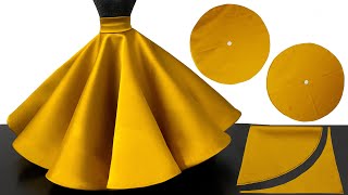 DOUBLE CIRCLE SKIRT ⭐️ Umbrella skirt cutting and stitching in VERY EASY way [upl. by Scales975]