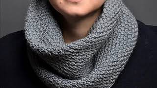 DIY how to knit snood pattern easy knit cowl knit stitch purl stitch [upl. by See]