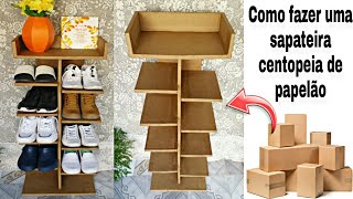 DIY  SAPATEIRA CENTOPEIA COMO FAZER UMA SAPATEIRA DE PAPELÃO SAPATEIRADEPAPELÃO MOVEISDEPAPELÃO [upl. by Cacia178]