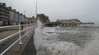 Stormy Waves at Aberystwyth Wales A Mesmerizing Sight and Sound Experience [upl. by Arait481]