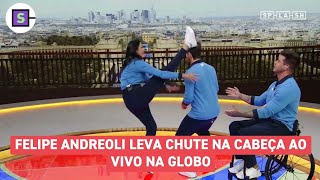 Felipe Andreoli leva CHUTE NA CABEÇA ao vivo na GLOBO durante as Olimpíadas 2024 [upl. by Enirrok265]