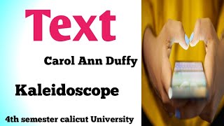 Text by carol Ann Duffy poem Analysis In Malayalam Kaleidoscope 4th semester Calicut University [upl. by Rosalind]