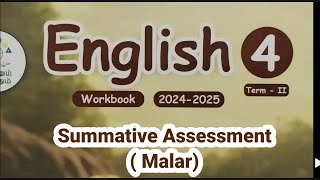 SA 4th standard English summative assessment Malar term 2 workbook answers 2024 2025 [upl. by Akirdnahs]