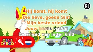 HIJ KOMT HIJ KOMT  Sinterklaasliedjes  Karaoke  Minidisco [upl. by Analat]