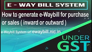 How to generate eWaybill for purchase or sales  inward or outward  Link ewaybillnicin [upl. by Elleirua]