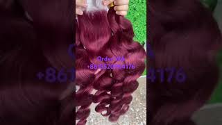 must see Luxury 99j burgundy color hair for wigs Colored hair from China hair factory [upl. by Okeim]