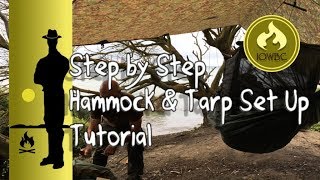 An in depth detailed step by step tutorial on tarp and hammock set up for bushcraft and hiking [upl. by Stockmon]