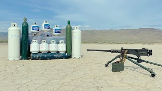 50cal M2 vs 1000 Pounds of Propane and Oxygen Tanks [upl. by Carlick266]