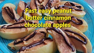 Peanut Butter Apples Cinnamon and Chocolate Easy Fun Fast Family Fruit Snack for Kids They Will Eat [upl. by Rex]