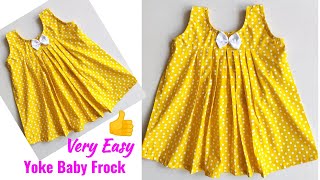 Very Easy Yoke Baby Frock cutting and stitching step by step [upl. by Sorkin]