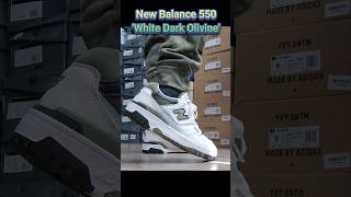 New Balance 550 White Dark Olivine Sneaker On Feet [upl. by Leissam]