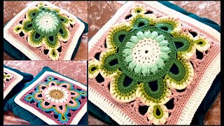 Cuadrado a Crochet Estilo Turco para Manta Centro de mesa Almohadones [upl. by Airotna]