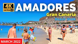 Gran Canaria Amadores Beach Walk Spain 4K  March 2 2022 Canary Islands [upl. by Edlihtam]