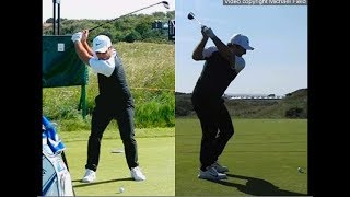 Francesco Molinari golf swing  Hybrid club faceon amp downtheline July 2017 [upl. by Sadnalor]