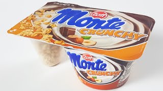 Monte Crunchy Haselnut Pudding Yoghurt Zott Germany [upl. by Alyakem913]