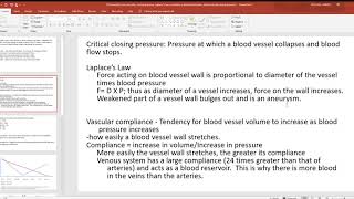 33 Poiseuille’s Law viscosity closing pressure Laplace’s law compliance blood distribution blo [upl. by Waldemar]