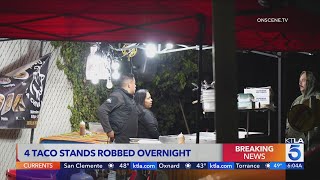 Employees badly beaten after 4 Los Angeles area taco stands robbed at gunpoint [upl. by Nolyaw]