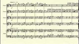 Hornpipe from the Water Music arranged for four flutes and piano  G F Handel [upl. by Rica]