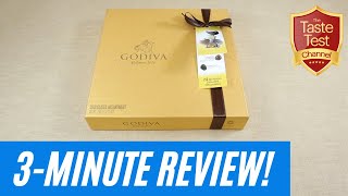 UNBOXING amp TASTING  Godiva Luxury Belgian Chocolates  3 Minute Review amp Taste Test  Gold Box [upl. by Oesile]