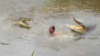 This Man vs 2 Crocodiles [upl. by Paine]