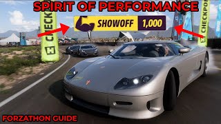 Forza Horizon 5  Forzathon Guide  Spirit Of Performance  SHOW OFF SKILL Guide  Koenigsegg CC8S [upl. by Christiane]