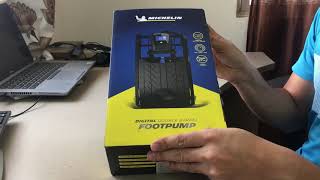 Michelin 12209 Digital Double Barrel Foot Pump Unboxing and how to use [upl. by Nnyla]