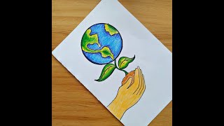 World Environment Day DrawingEnvironment Day Poster For CompetitionSave Earth Save Nature Drawing [upl. by Engeddi]