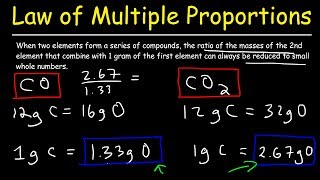 Law of Multiple Proportions Practice Problems Chemistry Examples Fundamental Chemical Laws [upl. by Nahor]