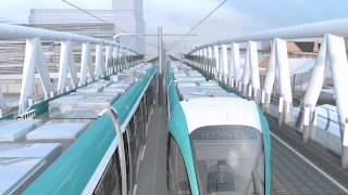 New NET tram travels over Nottm Station  animated sequence [upl. by Akinuahs]