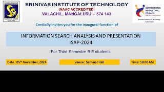 INAUGURAL FUNCTION OF INFORMATION SEARCH ANALYSIS AND PRESENTATION ISAP2024 [upl. by Haniraz]