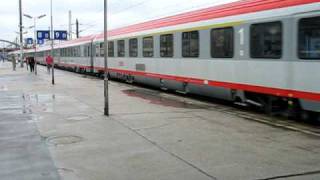 Wien Westbahnhof Ausfahrt ÖBBEC 566 und ÖBBIC 642 mit Zugansagen [upl. by Cosetta]