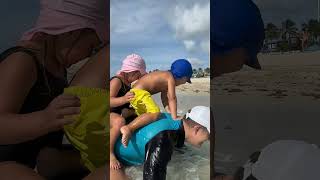 Funny Family Beach Activities Toddlers enjoying time with dad in the sea [upl. by Jud]