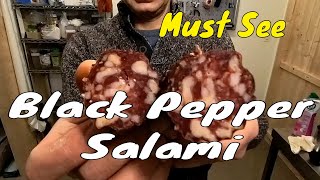 🤩 Old Recipe Black Pepper Salami 🔪 homemadesausages salami smokedsausage [upl. by Noroj478]