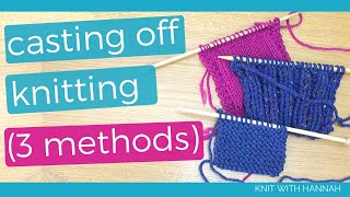 How To Cast Off In Knitting Step by Step 3 methods [upl. by Odawa]