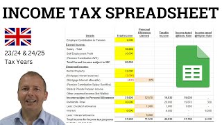 UK Income Tax Calculator Spreadsheet 20245 amp 20234  sort out your taxes [upl. by Alpert]